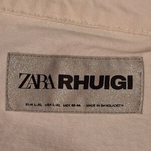 ZARA RHUIGI Collab Men L/XL White Denim Jacket RHU Rhude